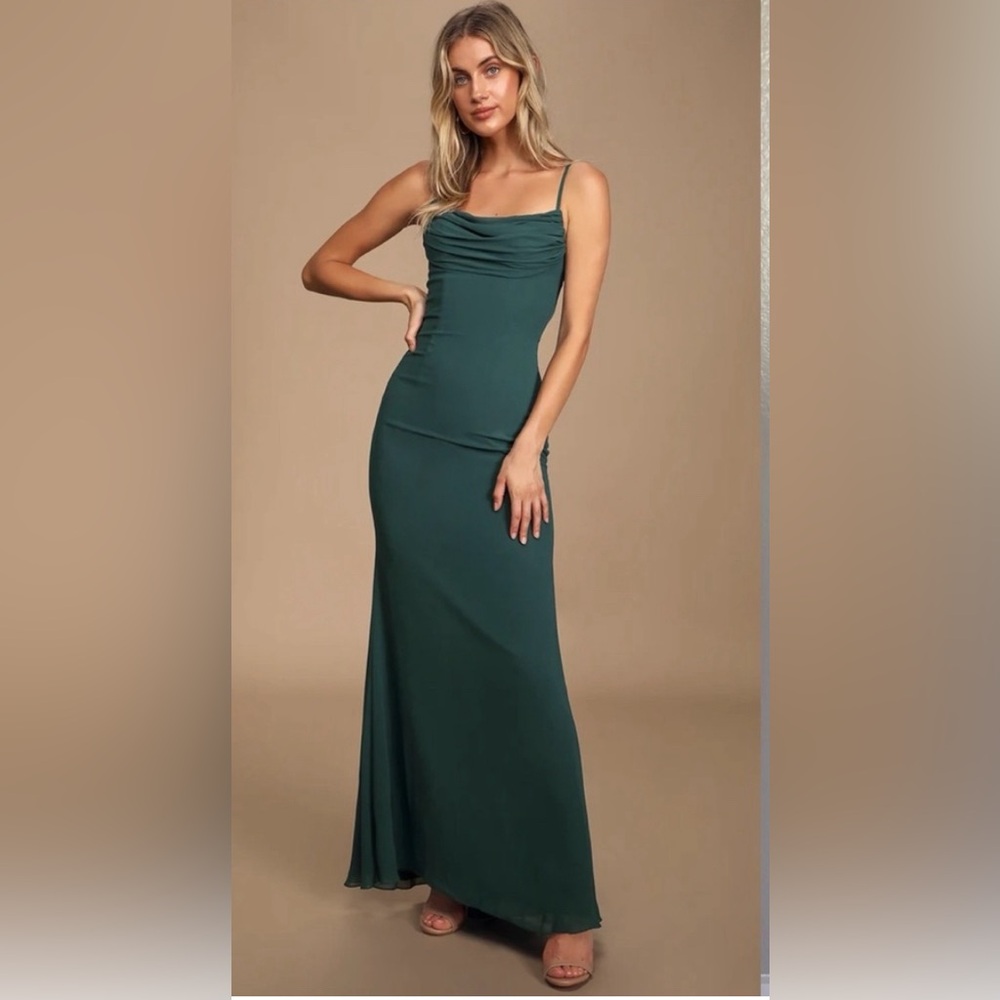 Lulu's Elegant Green Maxi Dress